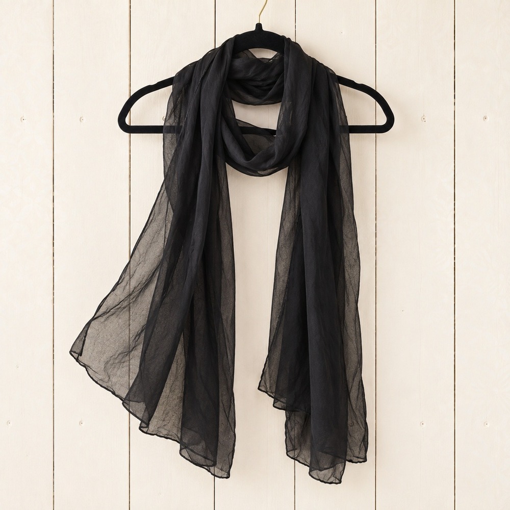 Unbranded Scarf Womens OS Black Excellent Thin Sheer Gauze Wrap Shawl